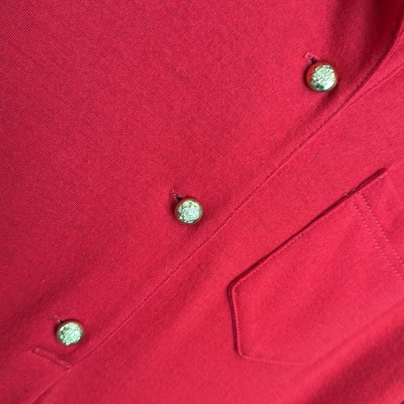 Vintage bright red Howard Wolf collared shirt dress gold tone buttons est size L - Picture 9 of 14